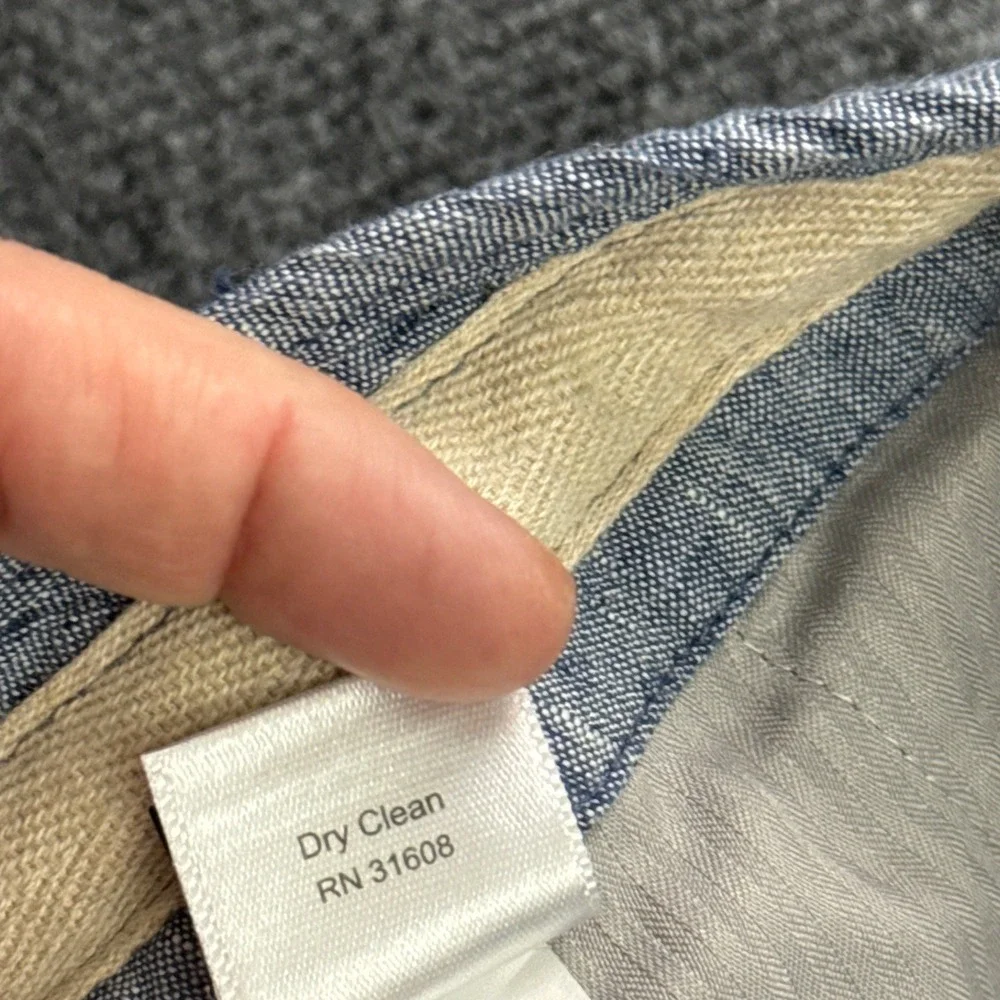 Jos. A. Bank Linen Blend Trousers Mens 40x28 Blue Tailored Fit Drawstring Waist